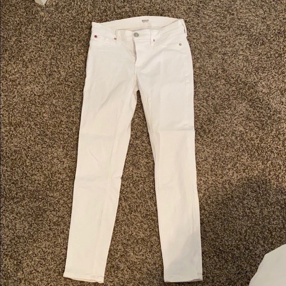 Hudson white mid-rise skinny jeans